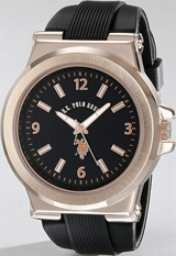 U.S. Polo Assn. Sport Men's  Rose Gold-Tone and Black Silicone Strap Watch