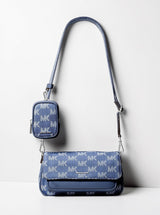 Jet Set Travel Small Logo Jacquard Denim Crossbody Bag With Pouch  35S6STVC0J