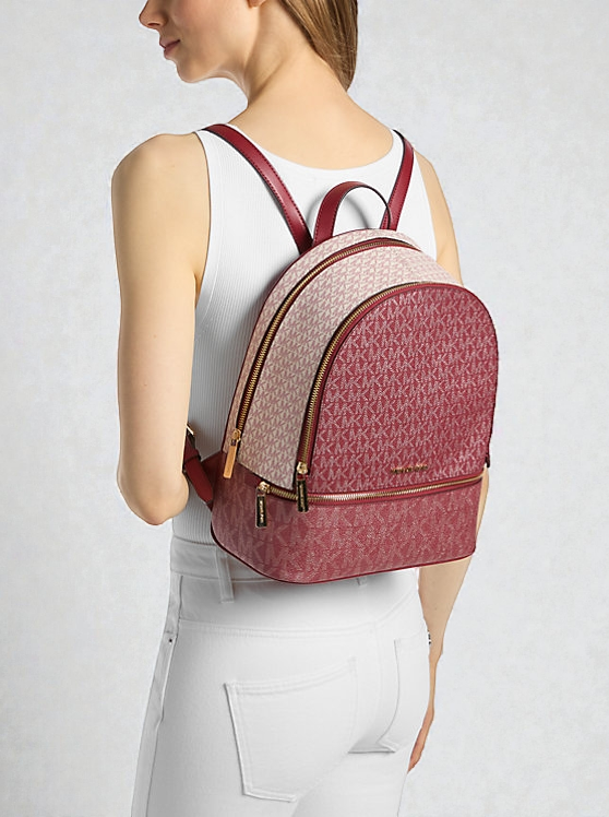 Rhea Medium Metallic Signature Logo Backpack 35F5GRAB2V