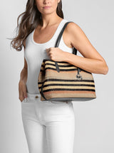 Avalon Medium Striped Woven Tote Bag.35S6S0VT2W
