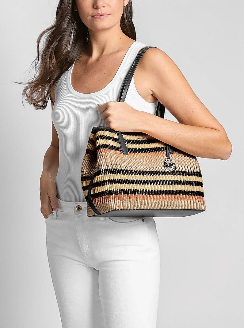 Avalon Medium Striped Woven Tote Bag.35S6S0VT2W