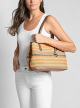 Avalon Medium Striped Woven Tote Bag.35S6S0VT2W