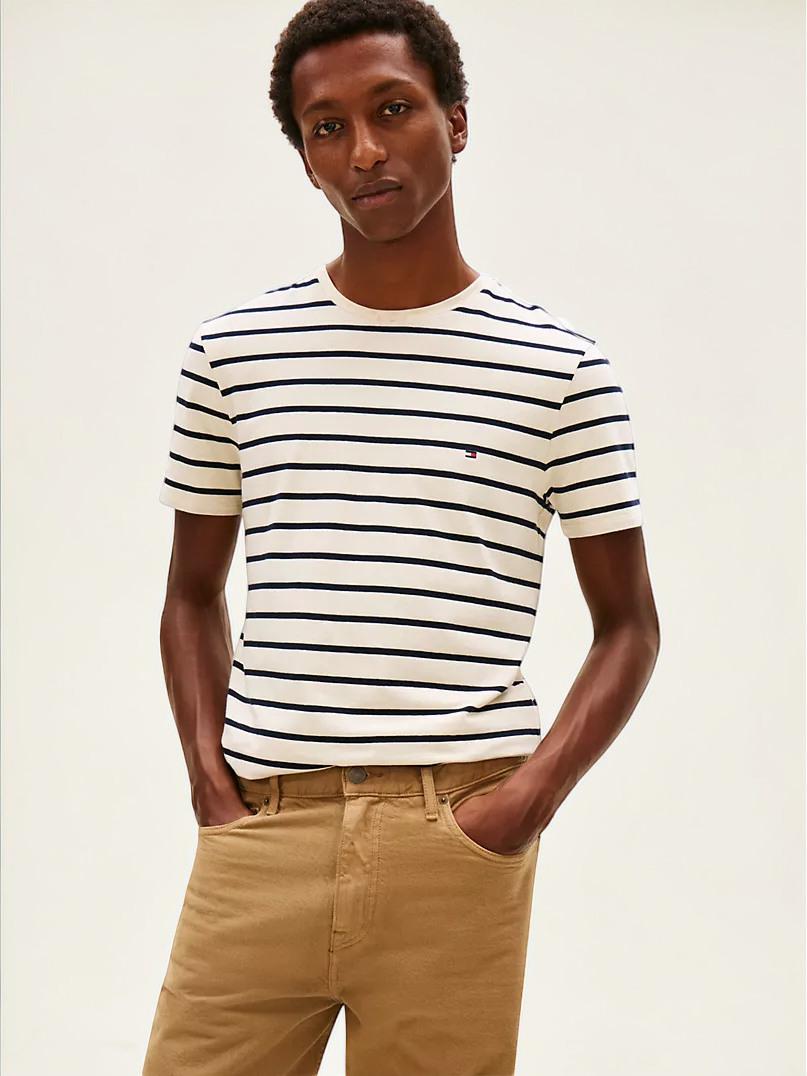 Tommy Stripe Stretch-Cotton T-Shirt