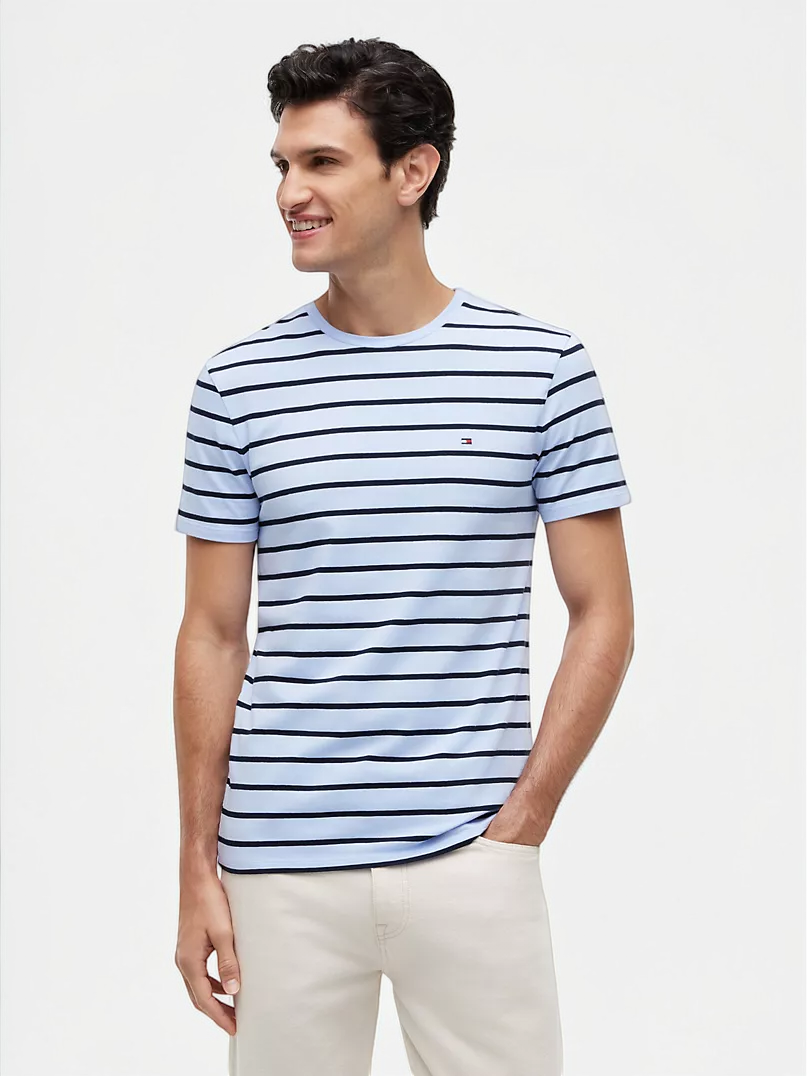 Tommy Stripe Stretch-Cotton T-Shirt