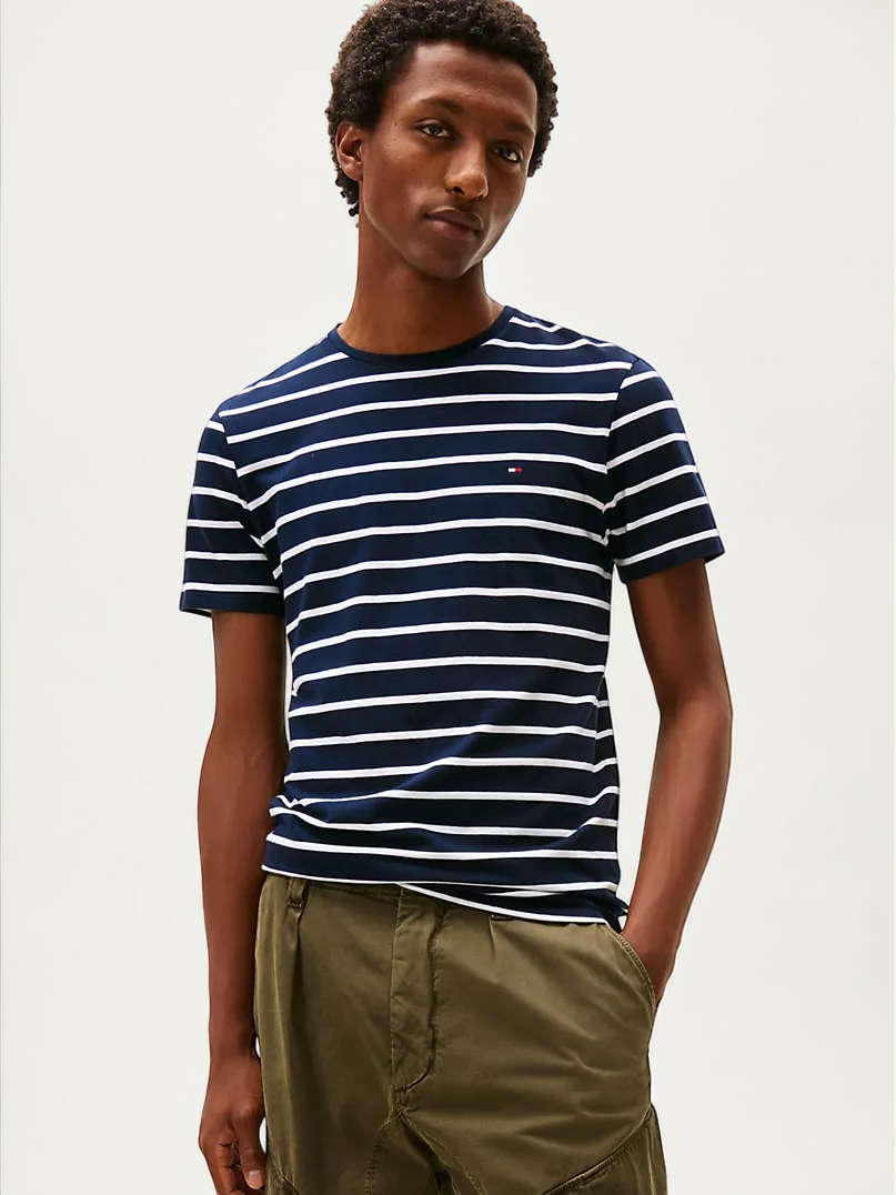Tommy Stripe Stretch-Cotton T-Shirt