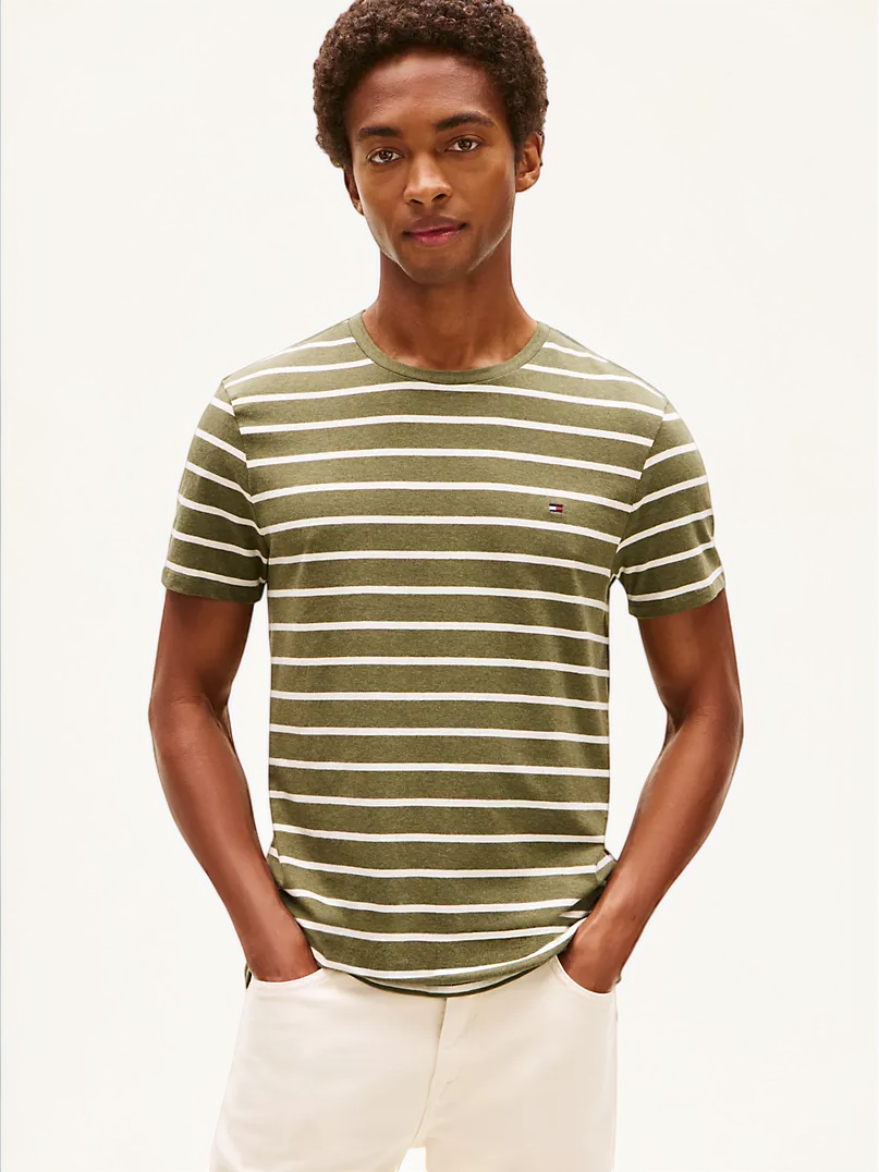 Tommy Stripe Stretch-Cotton T-Shirt