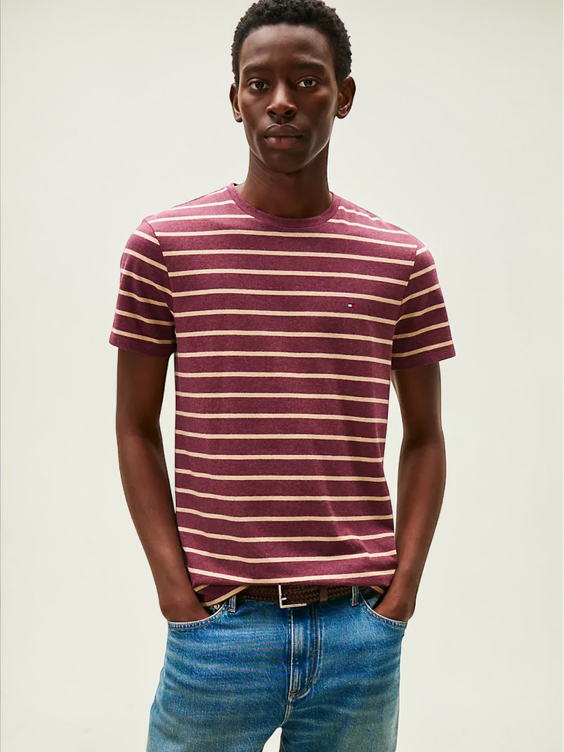 Tommy Stripe Stretch-Cotton T-Shirt