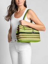 Avalon Medium Striped Woven Tote Bag.35S6S0VT2W