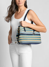 Avalon Medium Striped Woven Tote Bag.35S6S0VT2W