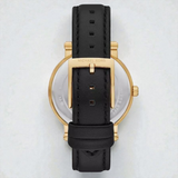 M.K Women's Corey Three-Hand Black Leather Watch, 38mm