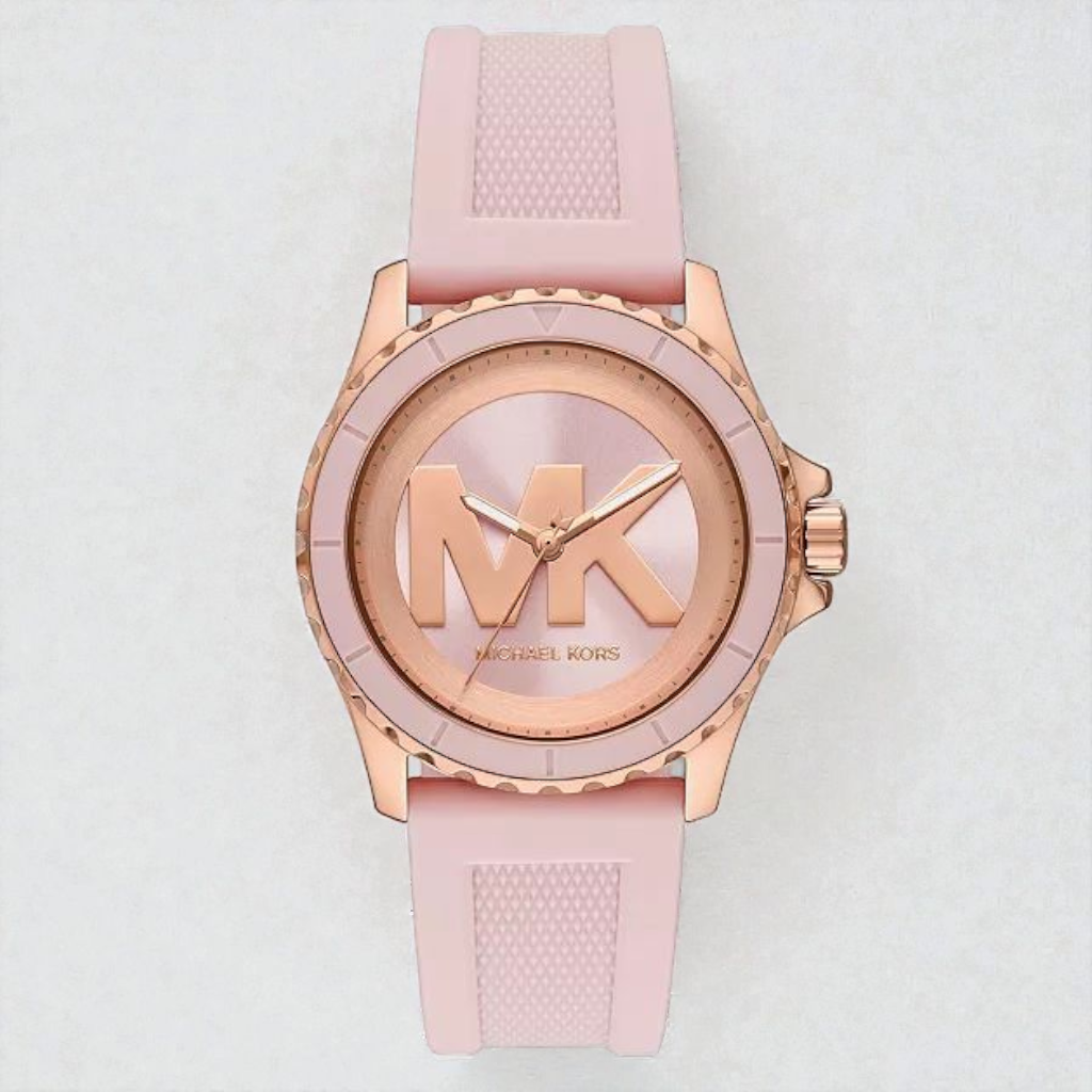 M.K Women's Everest Three-Hand Blush Pink Silicone Watch, 40mm