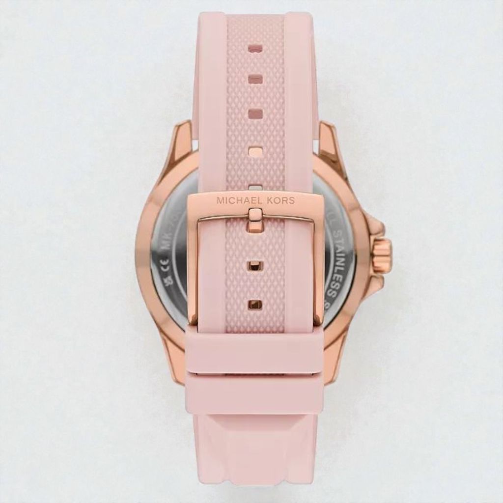 M.K Women's Everest Three-Hand Blush Pink Silicone Watch, 40mm