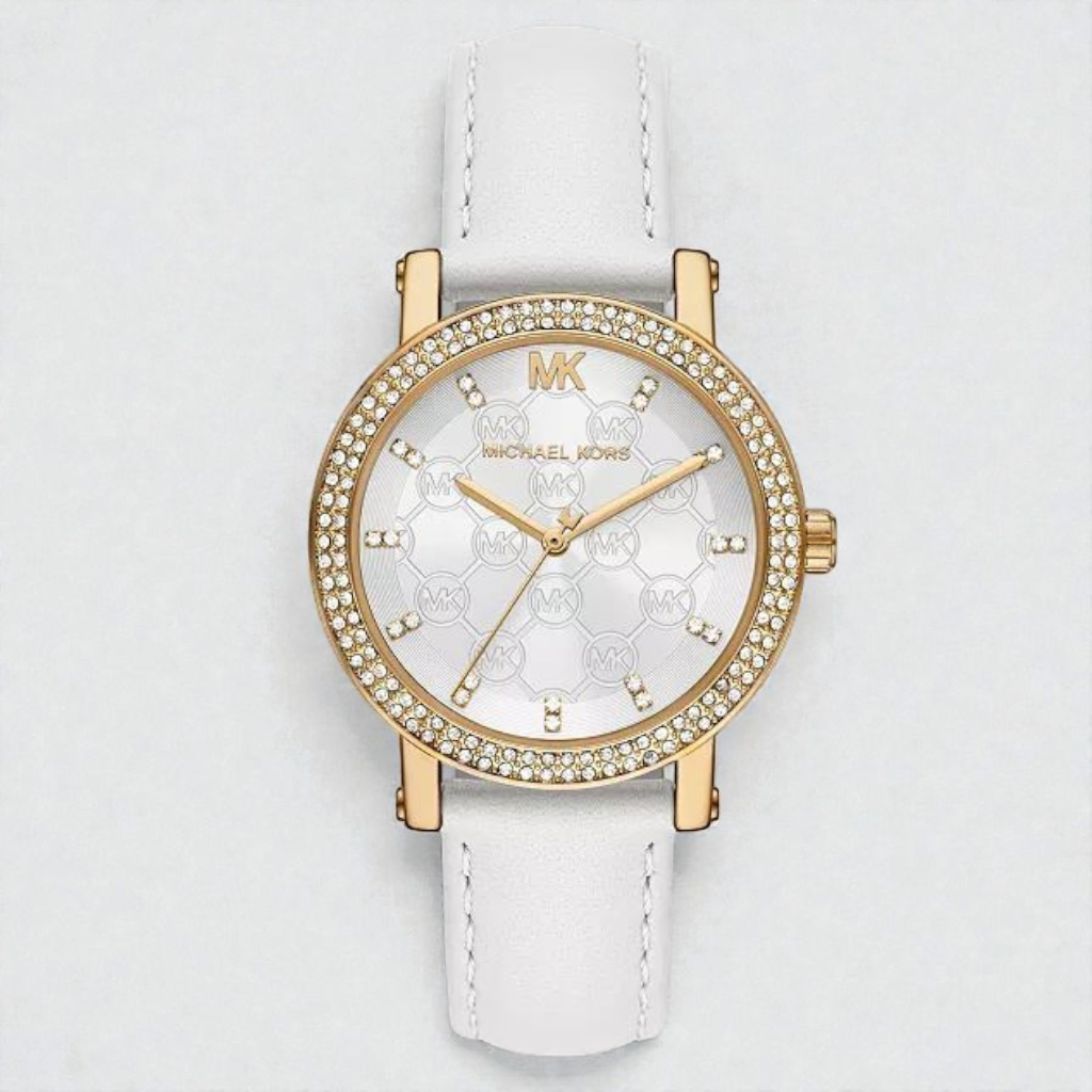 M.K Women's Corey Three-Hand White Leather Watch 38mm