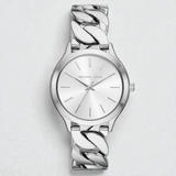 M.K Women's Slim Runway Three-Hand Silver-Tone Stainless Steel Watch 38mm