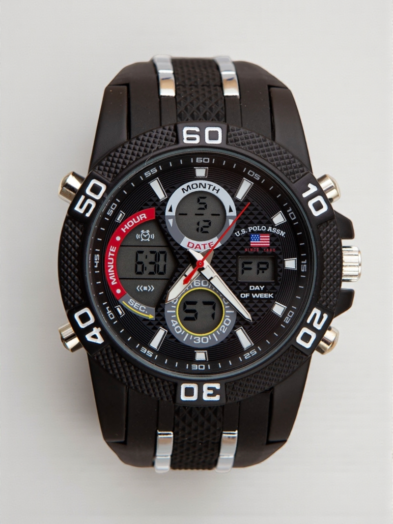 Immediate U.S. Polo Assn. Adult Male Sport Watch Analog and Digital with Black and Silver Link (U.S9724WM)