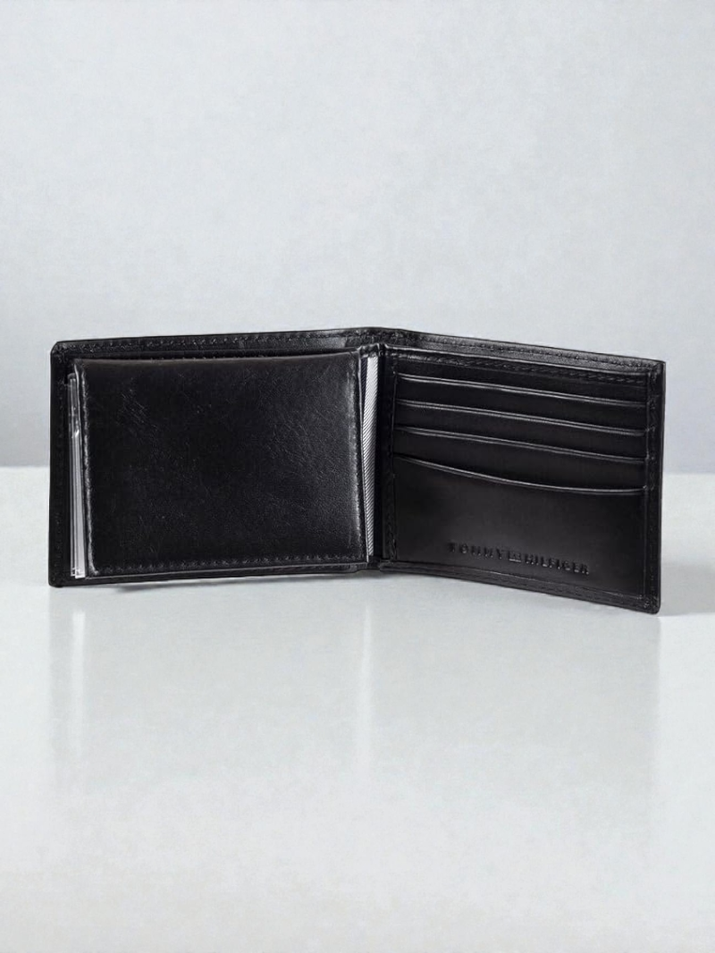 Immediate Tommy Men's RFID Blocking 100% Leather Passcase Wallet, Oxford Black