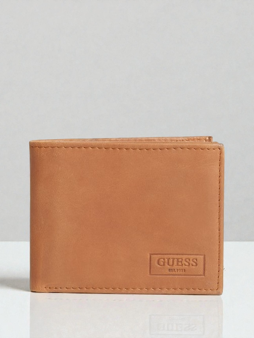 Immediate Guess Men's 100% Leather  Wallet, Oxford brown