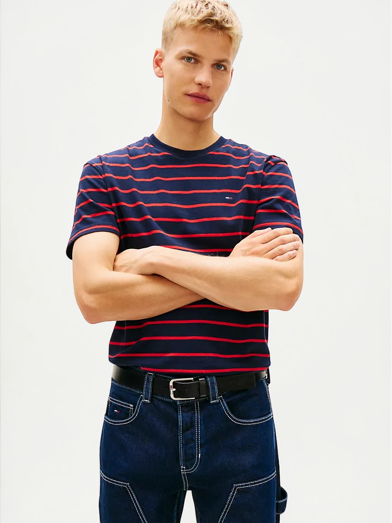 Tommy Stripe Stretch-Cotton T-Shirt
