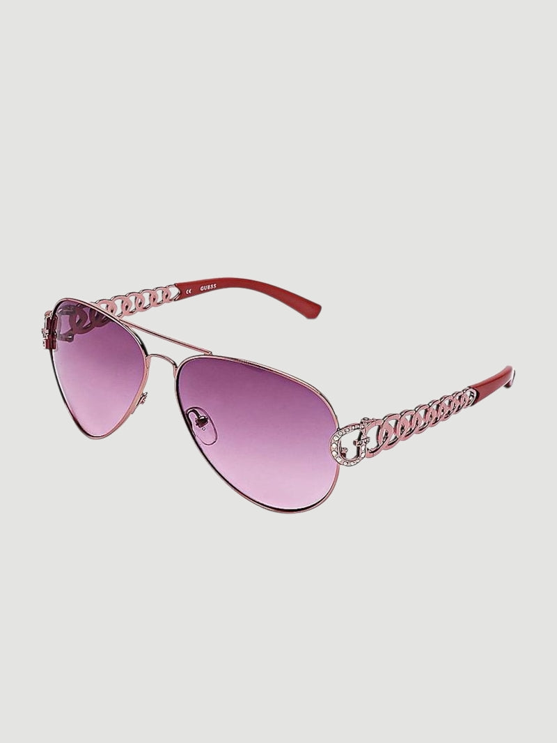 Chain-Link Aviator Sunglasses GU7255W