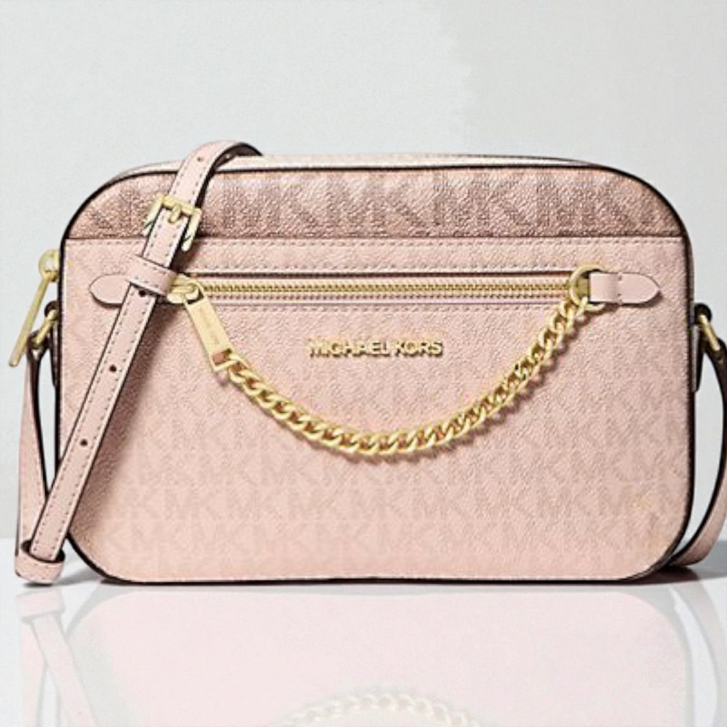 Immediate Jet Set Large Metallic Signature Logo Crossbody Bag 35F5GTTC9V