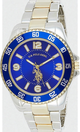 U.S. Polo Assn. Men's Two-Tone Watch with Royal Blue Dial and Fold-Over Clasp