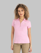 HALF ZIP PUFF SLEEVE HEATHER POLO SHIRT