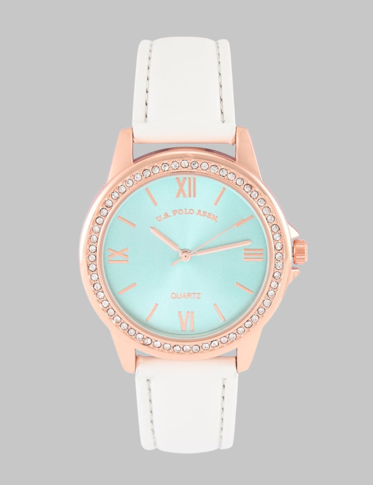 LADIES BLUE FACE WATCH WITH GOLD ACCENT,USC41033UO-0000A