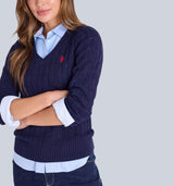 SOFT CABLE V-NECK SWEATER , 321116C-1Q00A