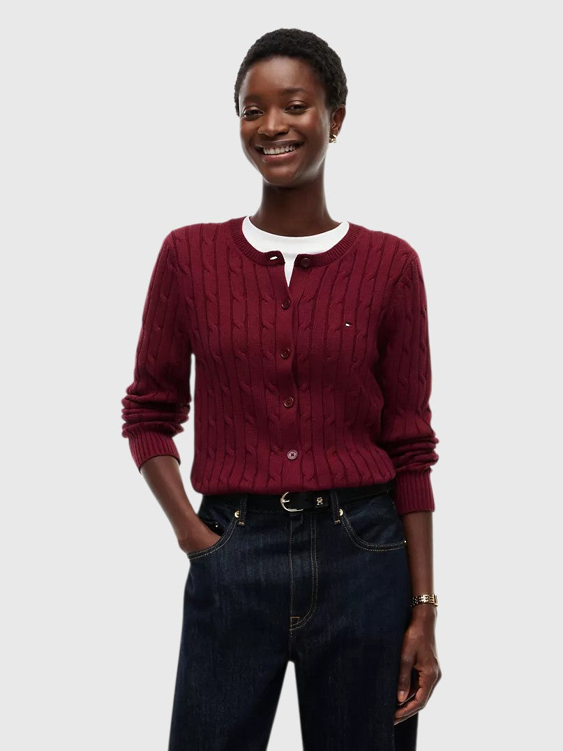 TOMMY HILFIGER Cable Knit Cardigan,XW07848-HIN