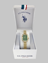 Immediate LADIES OVAL GOLD WATCH WITH GREEN FACE
SKU: USC40698UO