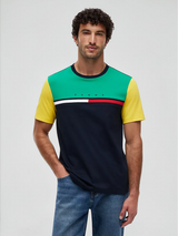 Flag Logo Contrast Sleeve T-Shirt