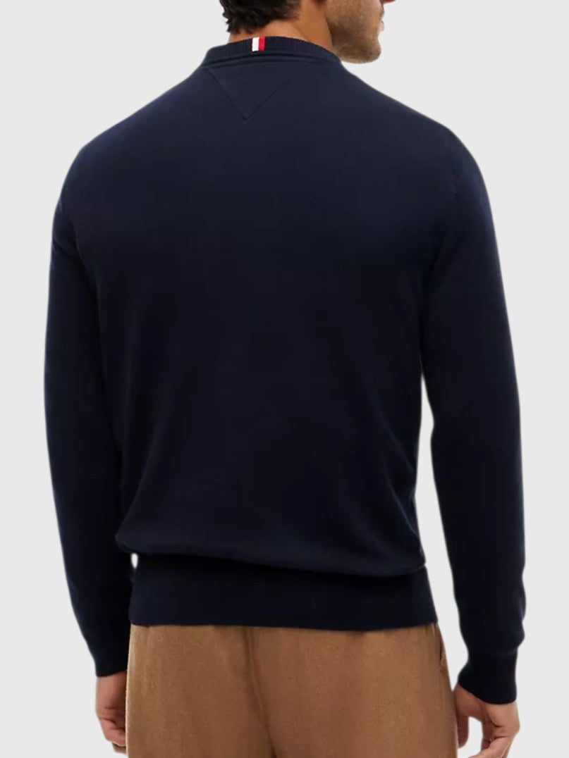 TOMMY HILFIGER Solid Logo V-Neck Sweater,78J8323-BDS