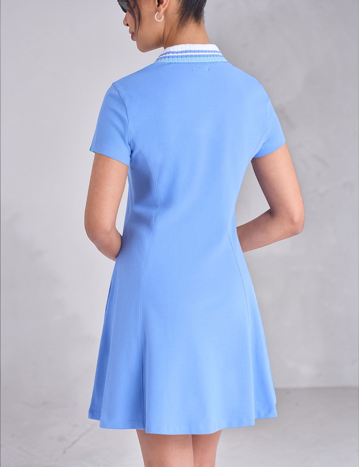 U.S Polo RIB KNIT COLLAR ZIPPER PLACKET SWING DRESS Serial 21D0061