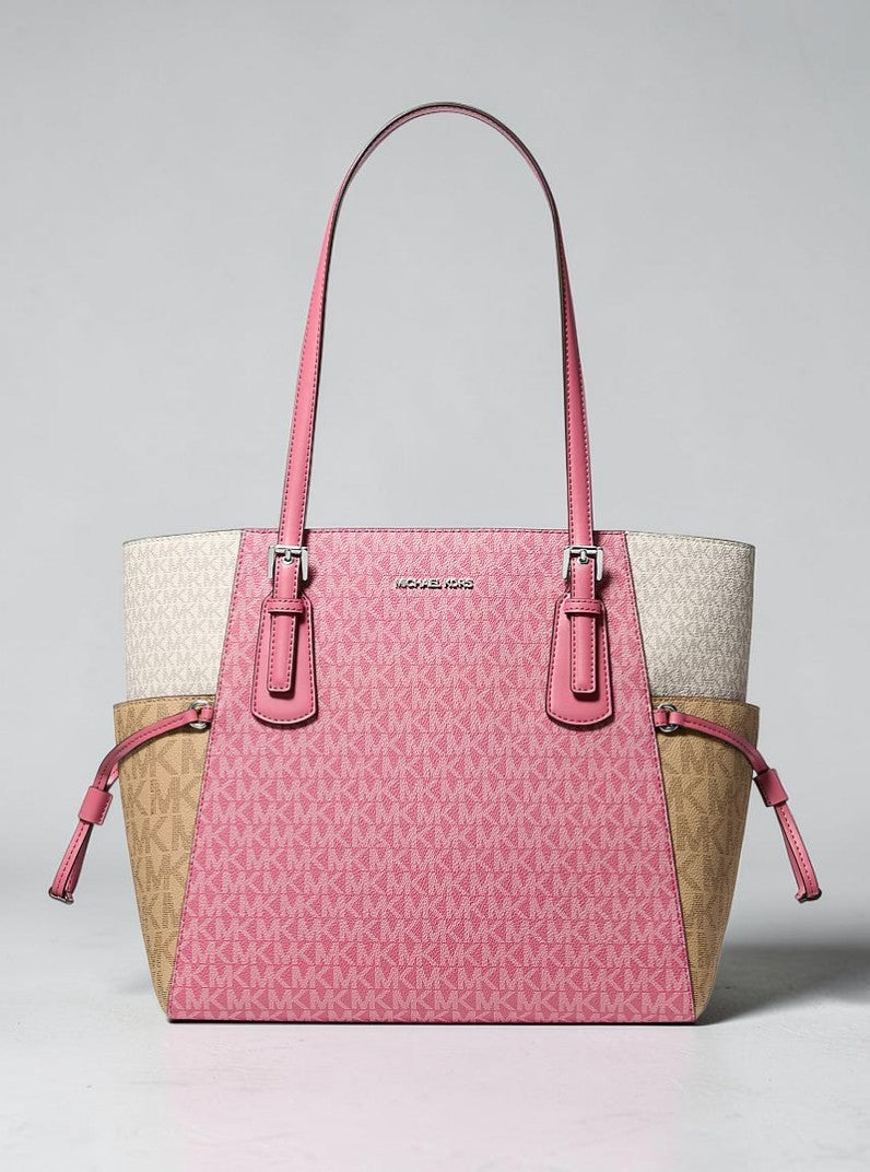 Michael Kors Voyager Large Color-Block Signature Logo Tote Bag,35S5SV6T7B