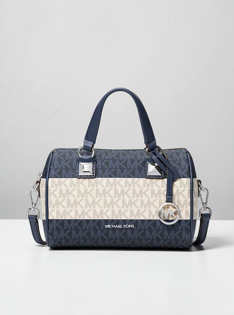 Michael Kors Grayson Striped Signature Logo Duffel Crossbody Bag,35S6GGYC5U