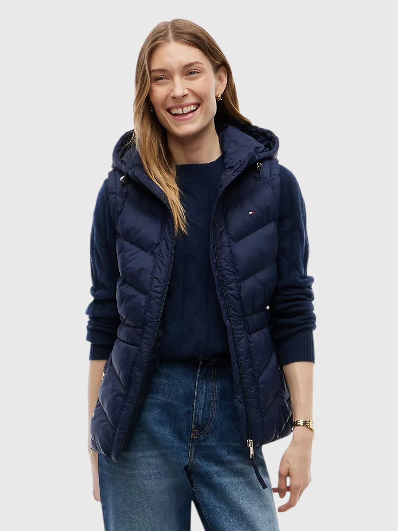 TOMMY HILFIGER Lightweight Quilted Hooded Vest,XW09417-DW5