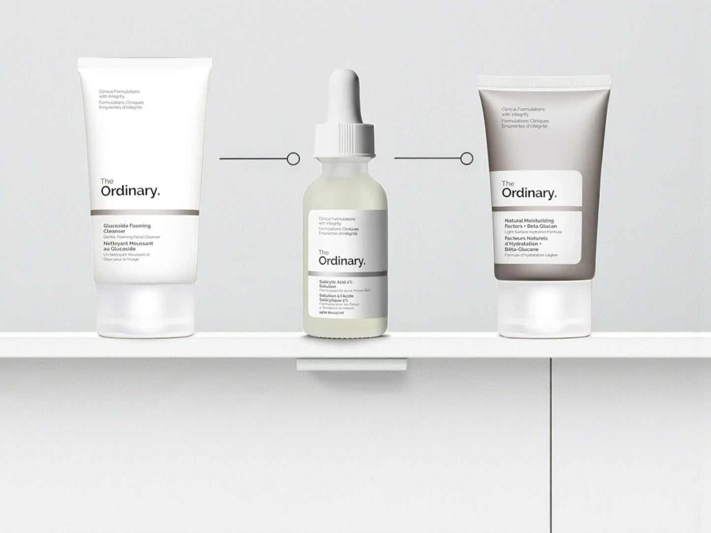 The Ordinary The Acne Set, 3-Step Skin Regimen with Glucoside Foaming Cleanser, Salicylic Acid 2% Solution, and Natural Moisturizing Factors + Beta Glucan | Skin Care Set