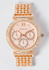 Rose Dial Crystal Bezel Watch