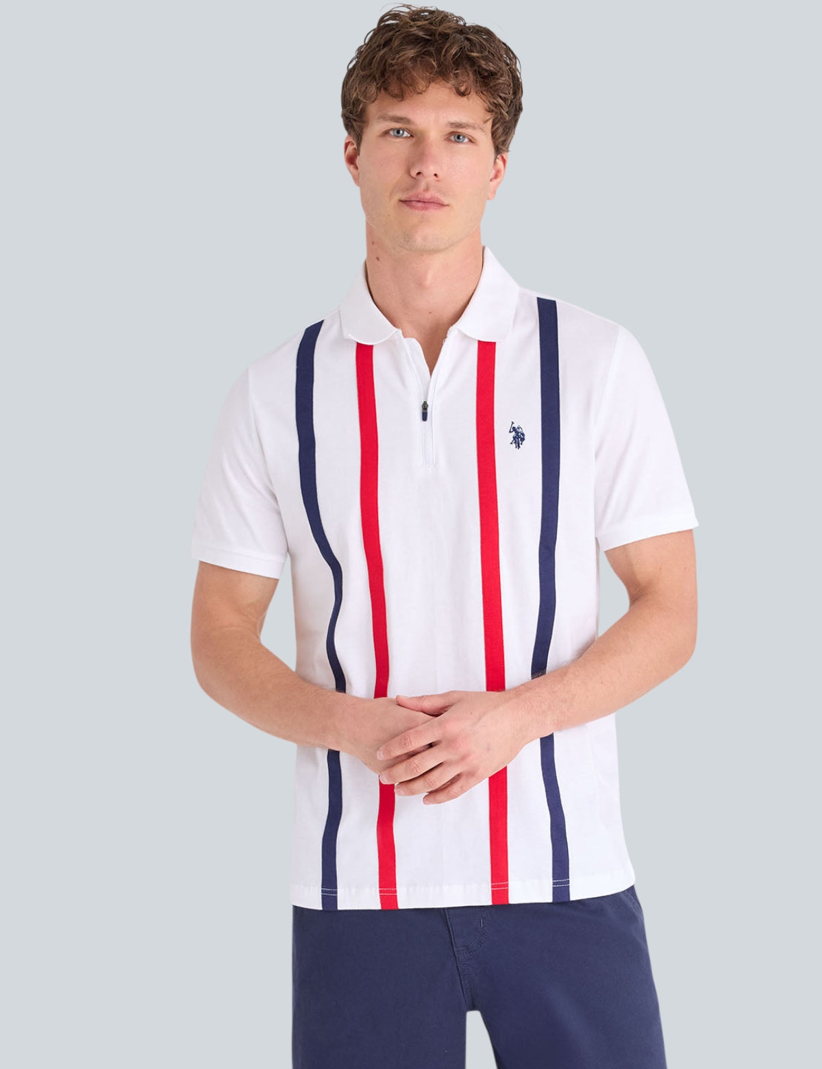 VERTICAL STRIPE JERSEY POLO SHIRT WITH ZIPPER
SKU: 11P0195-2W00A
