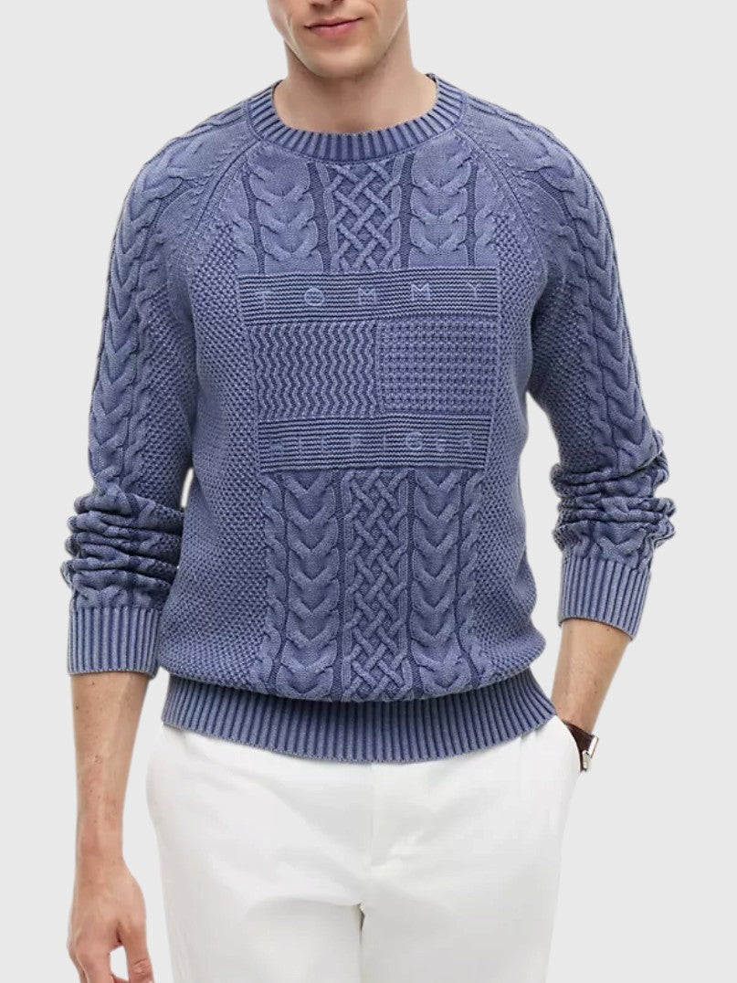 TOMMY HILFIGER Indigo Flag Logo Cable Knit Sweater,XM07586-C9T