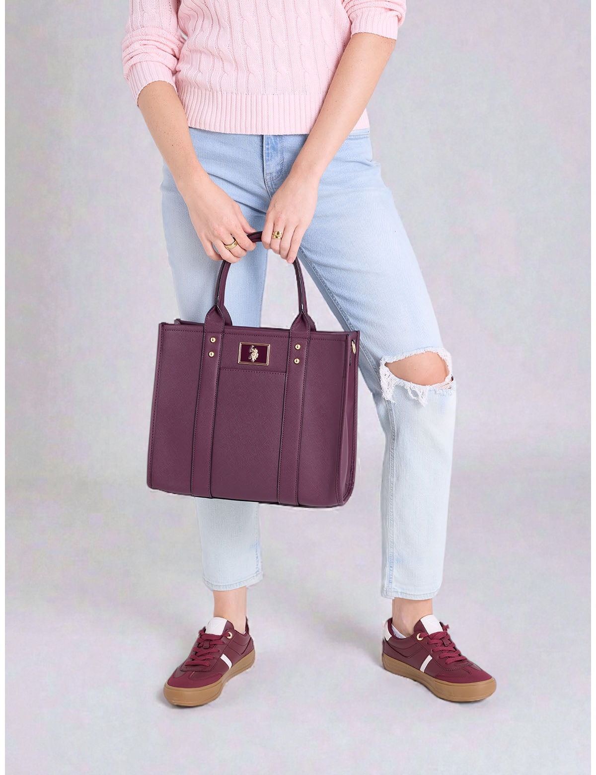 USPA BOX TOTE WITH CROSSBODY STRAP