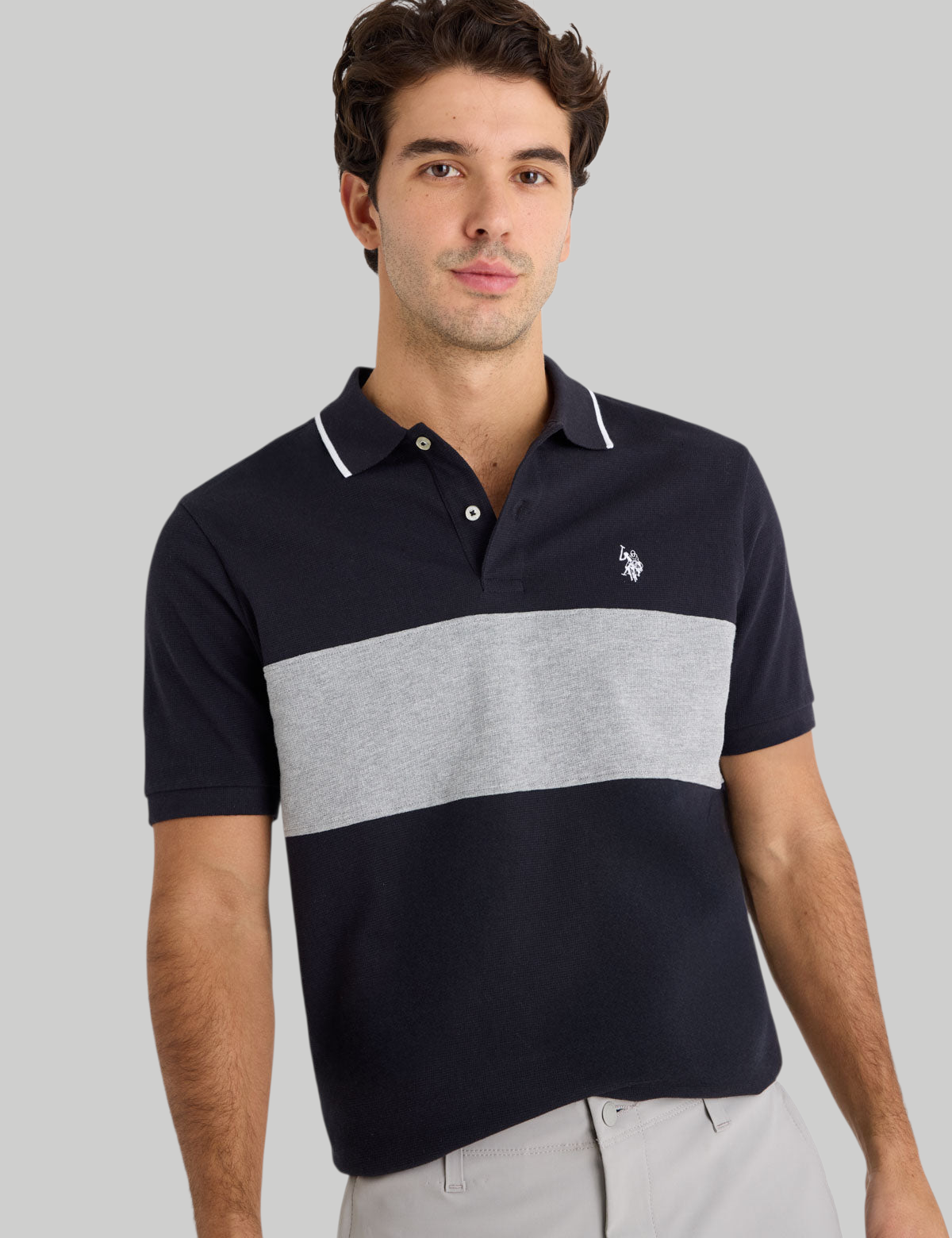 OTTOMAN KNIT COLORBLOCK POLO SHIRT