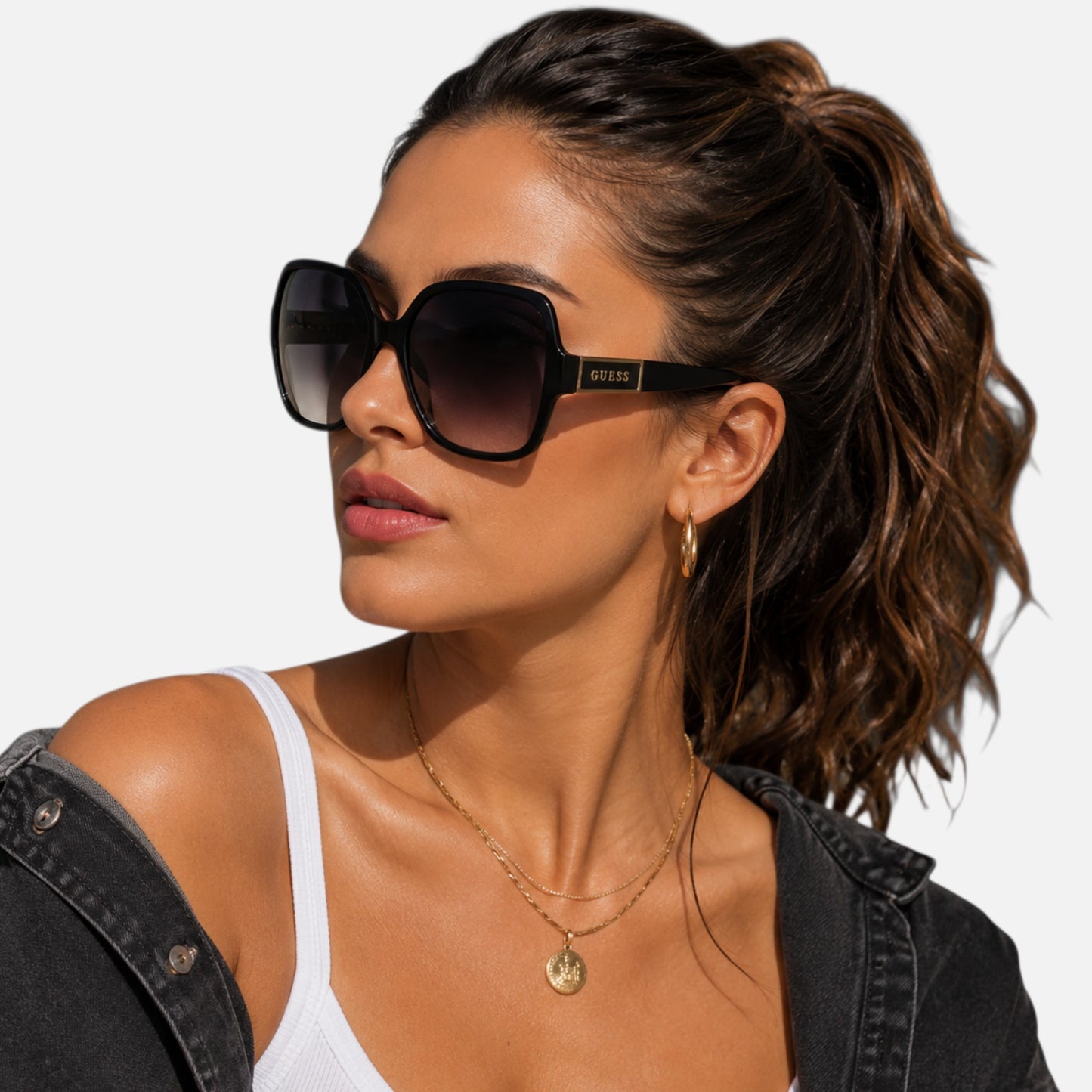Guess Smoke Gradient Square Ladies Sunglasses,GF00017