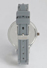 Silver Dial Crystal Bezel Watch