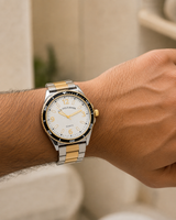 Immediate MENS TWO TONE SILVER AND GOLD ANALOG LINK WATCH,USC80830UO-0000A