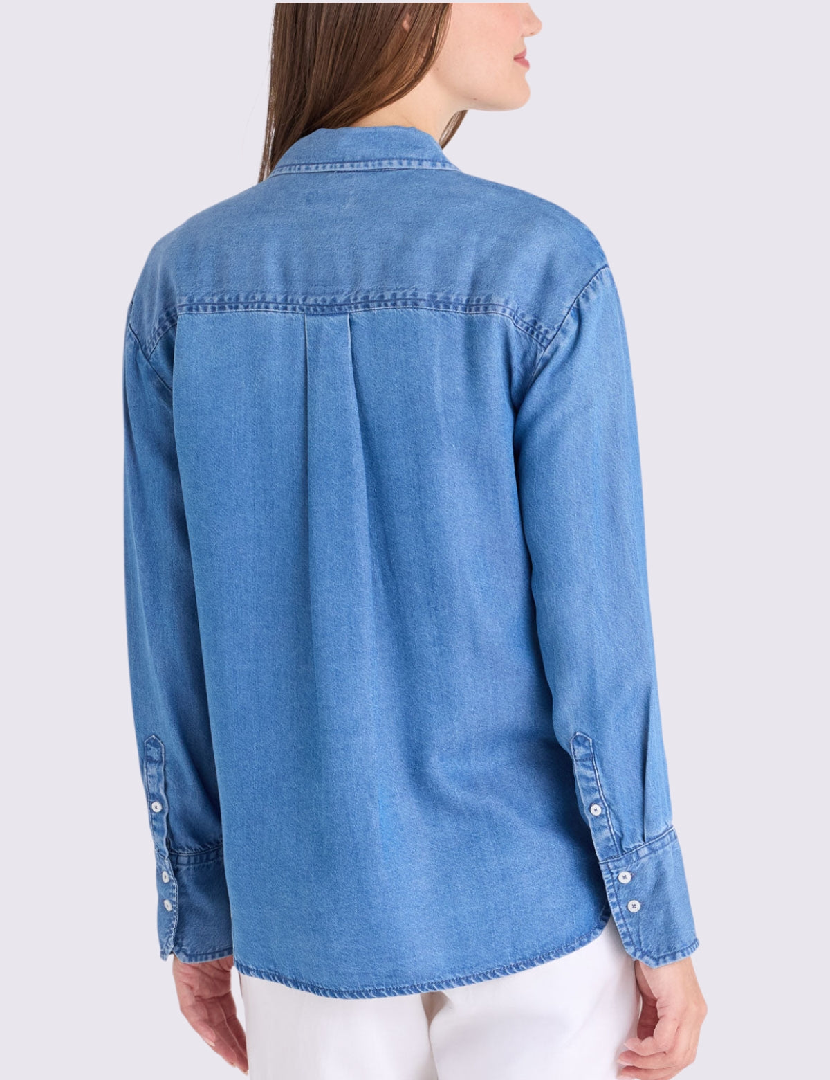 LONG SLEEVE OVERSIZED DENIM SHIRT WITH CREST,21H0050-MP00A