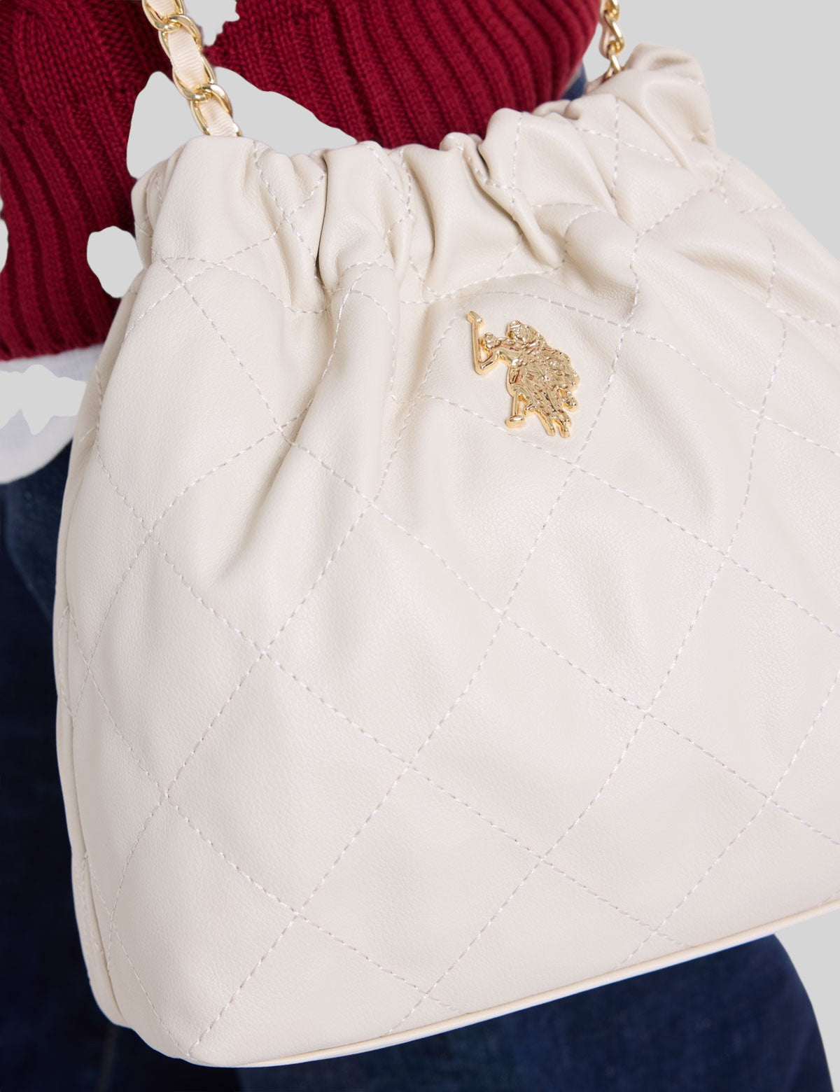 US.POLO.ASSN GOLDIE QUILTED LOCK CHAIN CROSSBODY,27V0143-AA00A