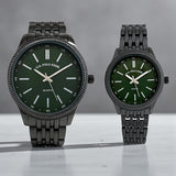 HIS AND HERS GUNMETAL LINK WATCH SET,USC2729UO