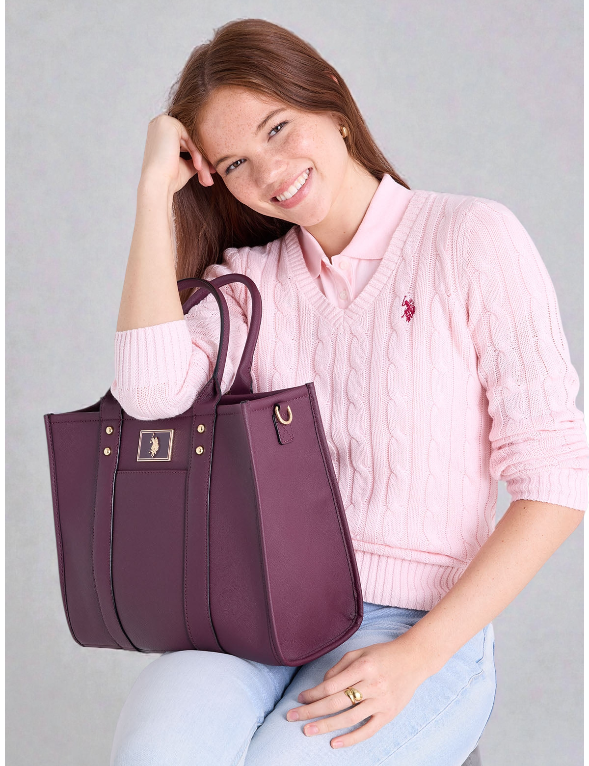 USPA BOX TOTE WITH CROSSBODY STRAP