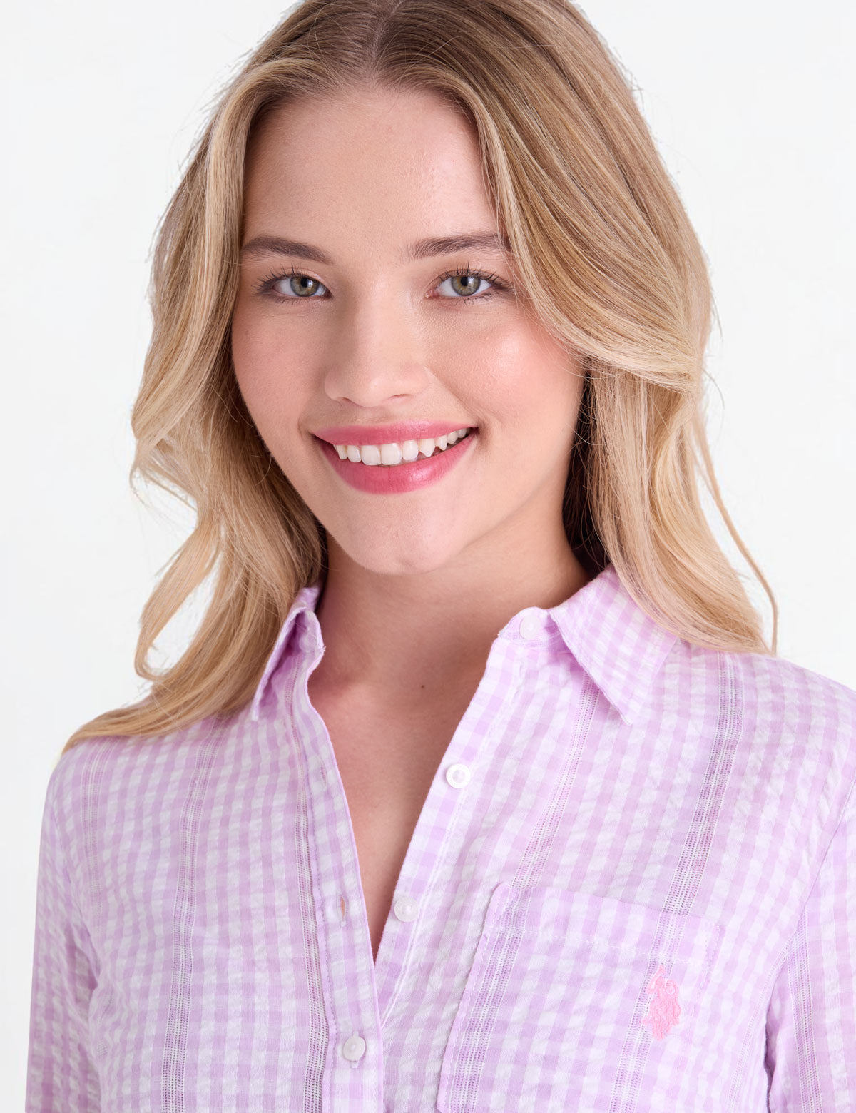 LONG SLEEVE HALF PLACKET GINGHAM SHIRT 216598-RA00A